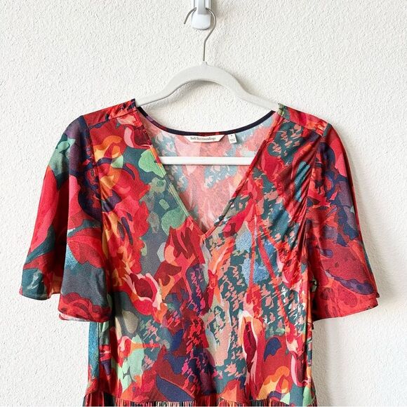 Soft Surroundings Printemps Abstract Flora Maxi Dress in Red Size Small - Picture 5 of 8